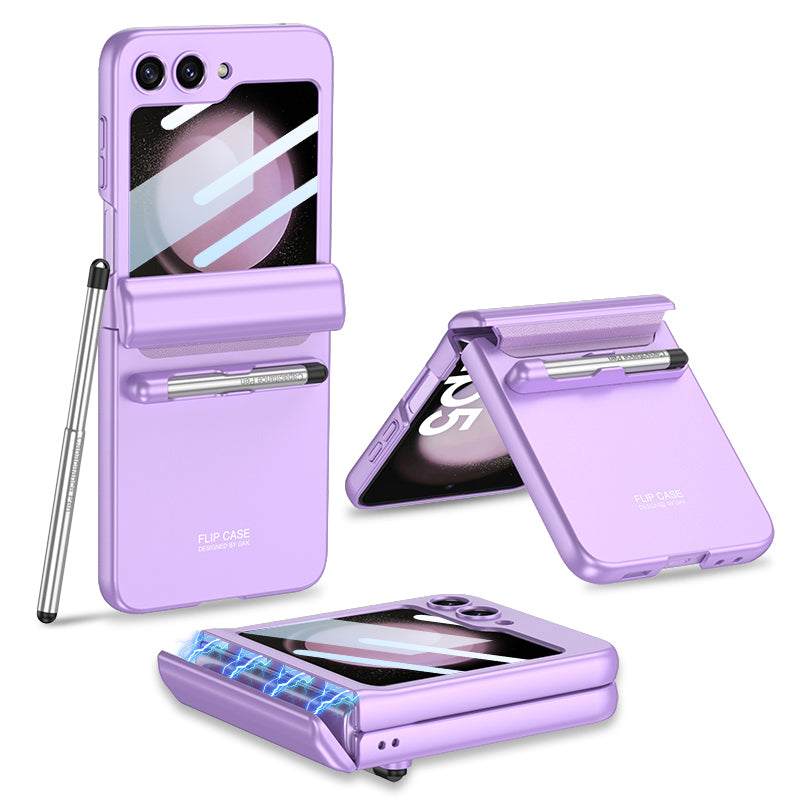 GKK pro Samsung Galaxy Z Flip5 5G pouzdro s magnetickým pantem kryt PC telefonu s malým dotykovým perem GKK pro Samsung Galaxy Z Flip5 5G pouzdro s magnetickým pantem kryt PC telefonu s malým dotykovým perem